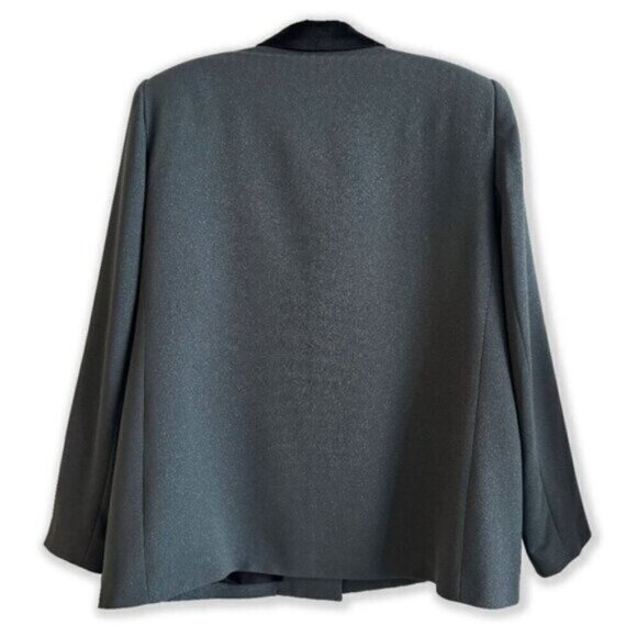 Vintage 80s Glitter Blazer – Criscione NY Green Sparkle Jacket, Satin Collar - Picture 3 of 6